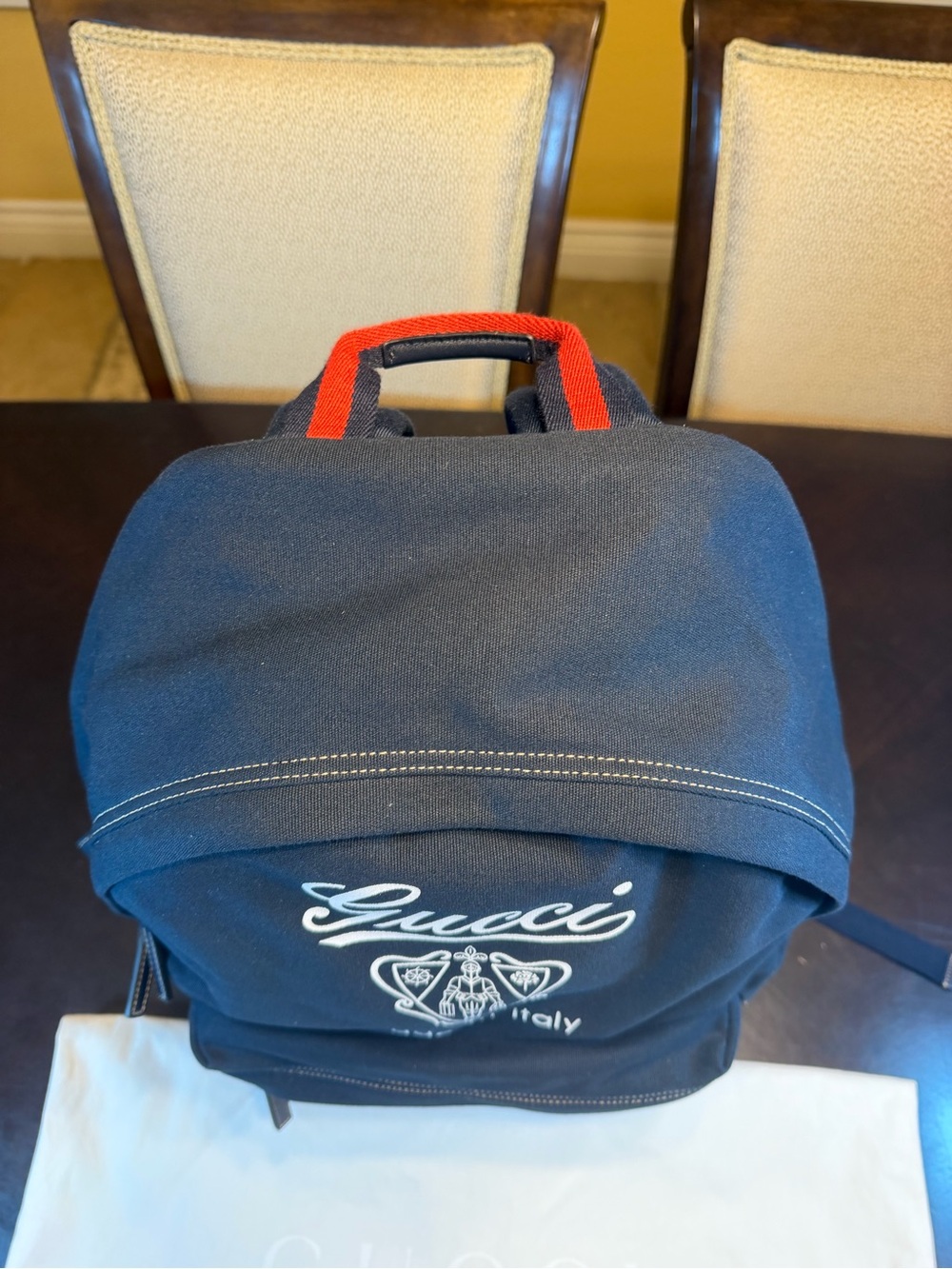 New Authentic Gucci Logo Black Canvas Backpack - Picture 4 of 16